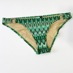 BCBGMaxAzria Chevron Mixed Side Ring Logo Bikini Bottomsd